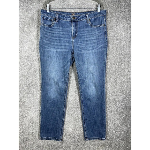 Kut From The Kloth Midrise Straight Boyfriend Jeans Womens Size 14 Blue Denim‎ - Picture 1 of 16